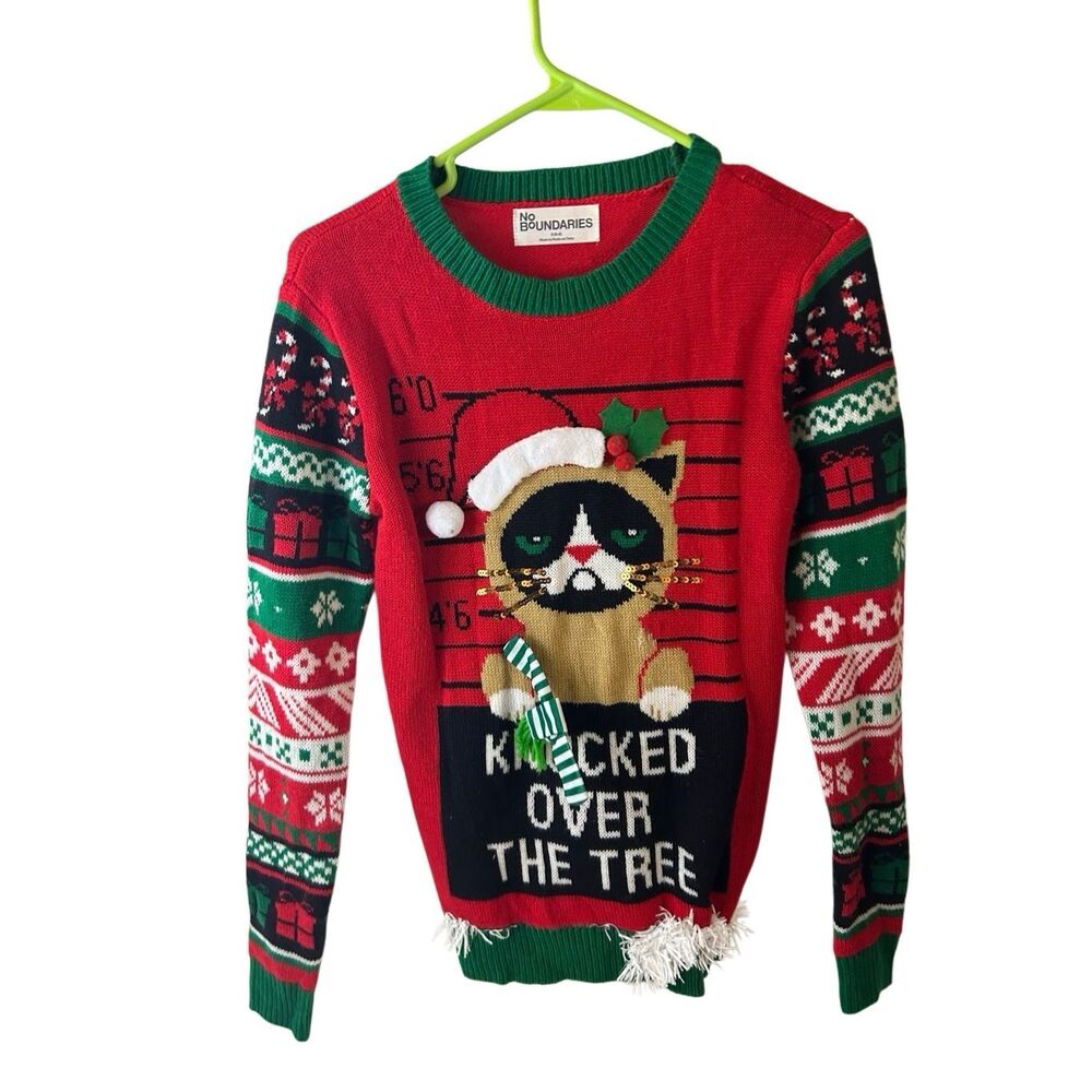 Nobo Cat‎ Christmas sweater Small 4/6 "Knocked over the tree"